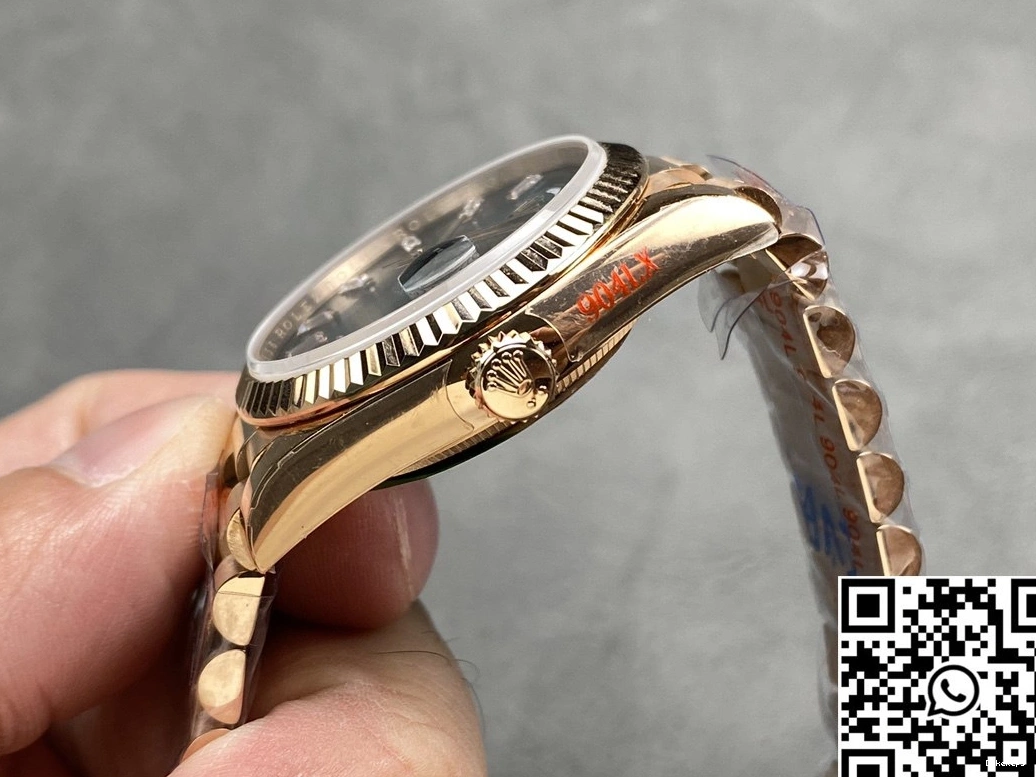 Rolex Date QF Blue Dial Rose Day v5 Factory Gold Tungsten Steel M128235-0085 36mm 0219